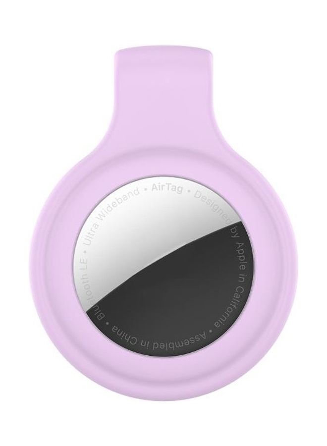 BGM - For Apple AirTag Silica Gel Anti-Scratch Shockproof Protective Cover Soft Case with Steel Clip Light Purple - Image 1