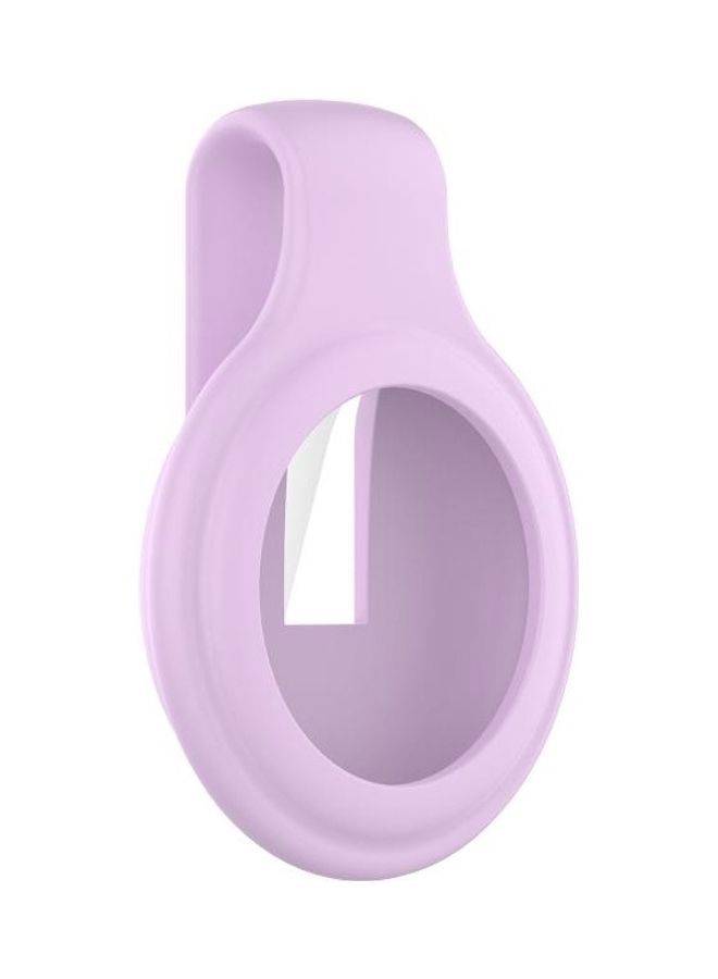 BGM - For Apple AirTag Silica Gel Anti-Scratch Shockproof Protective Cover Soft Case with Steel Clip Light Purple - Image 1