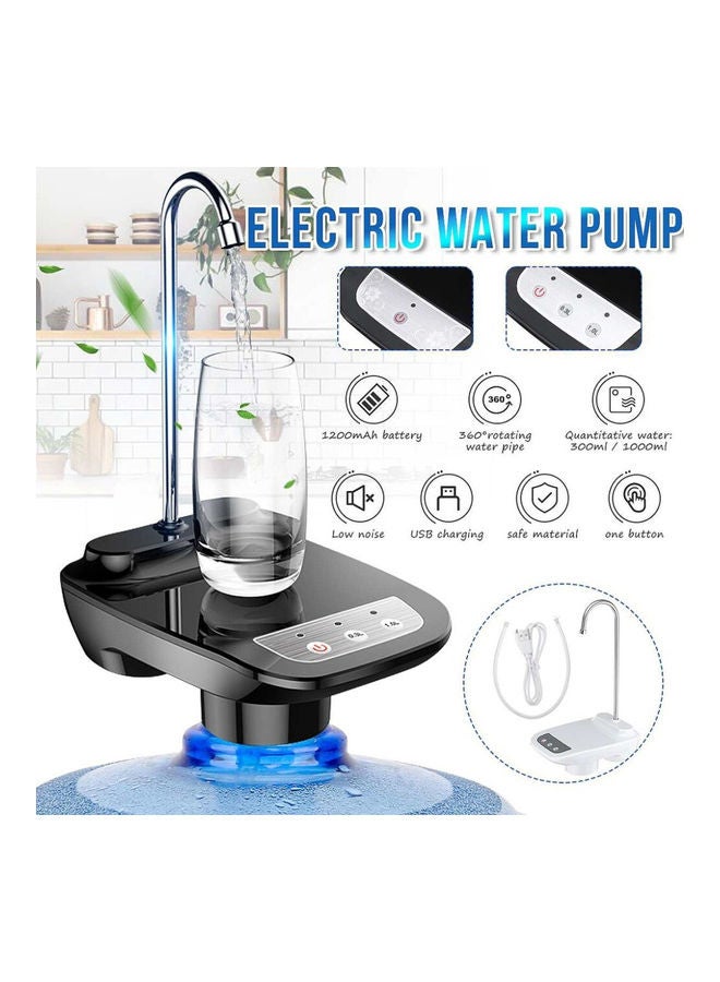 Rechargeable Electric Drinking Water Dispenser Pump Black/Silver 7.4x5.31x3.34inch 