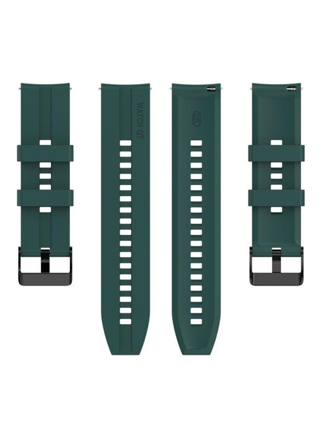 BGM Silicone Replacement Strap Watchband with Black Steel Buckle For Huawei Watch GT 2 Pro Dark Green  - Image 2
