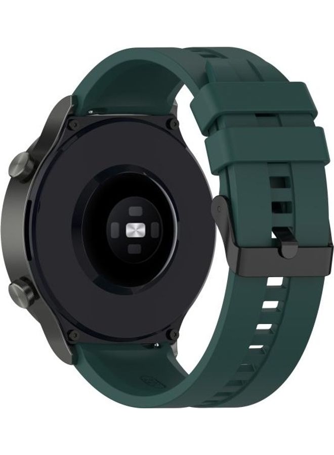 BGM Silicone Replacement Strap Watchband with Black Steel Buckle For Huawei Watch GT 2 Pro Dark Green  - Image 5