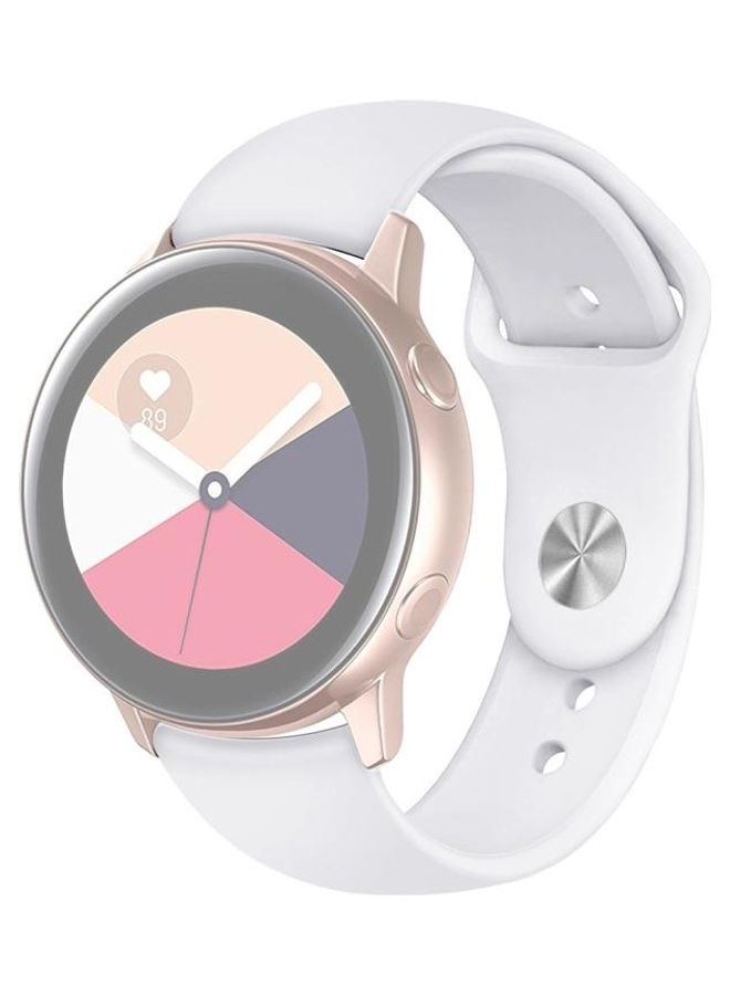 BGM Solid Colour Silicone Wrist Strap Watchband For Samsung Galaxy Watch Active2 White - Image 2