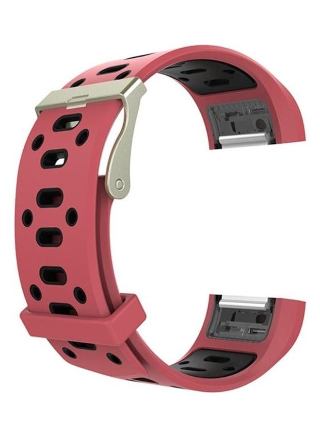 BGM Round Hole Silicone Replacement Wrist Strap Watchband with Buckle For Fitbit Charge Red - Image 1
