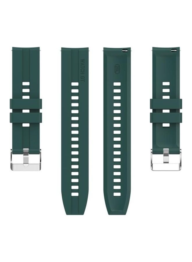 BGM Silicone Replacement Wrist Strap Watchband with Silver Buckle For Huawei Watch GT 2 42mm Green - Image 2