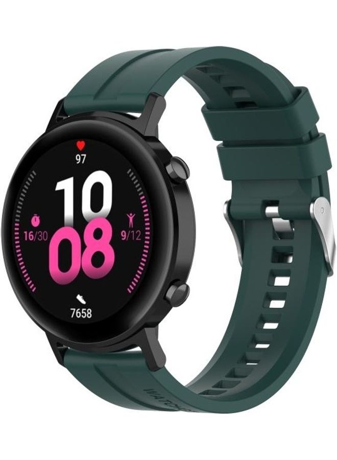 BGM Silicone Replacement Wrist Strap Watchband with Silver Buckle For Huawei Watch GT 2 42mm Green - Image 4