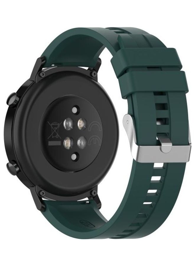 BGM Silicone Replacement Wrist Strap Watchband with Silver Buckle For Huawei Watch GT 2 42mm Green - Image 5