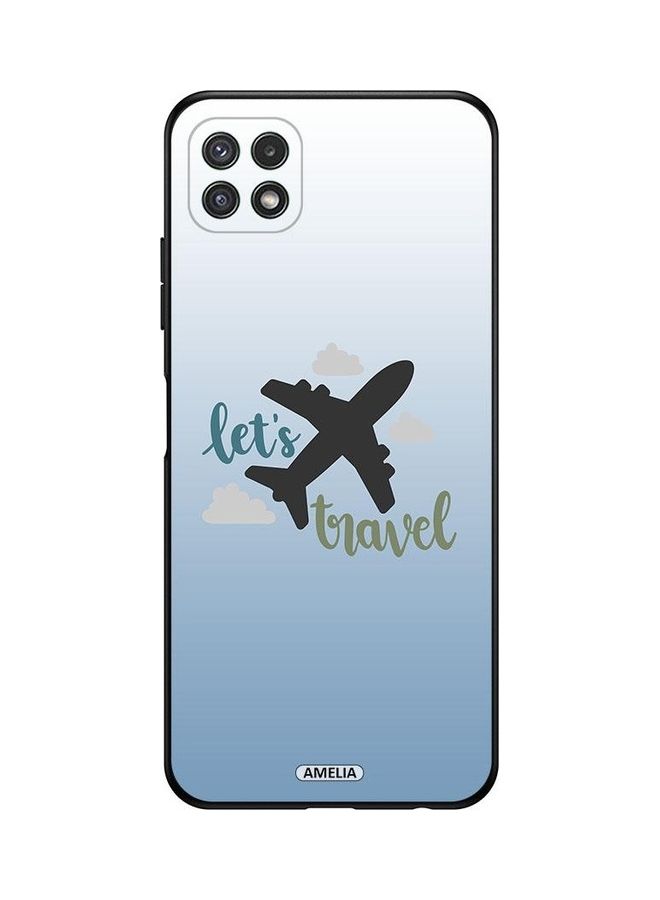 إميليا غطاء حماية واقي لهاتف سامسونج جالاكسي A22 5G، مزين بطبعة عبارة "Lets Travel". متعدد الألوان - Image 1