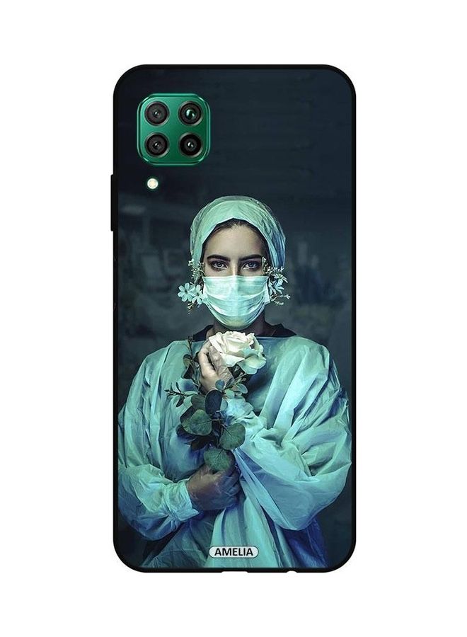 إميليا غطاء حماية واقي لهاتف هواوي P40 لايت 4G. طبعة ممرضة تمسك وردة - Image 1