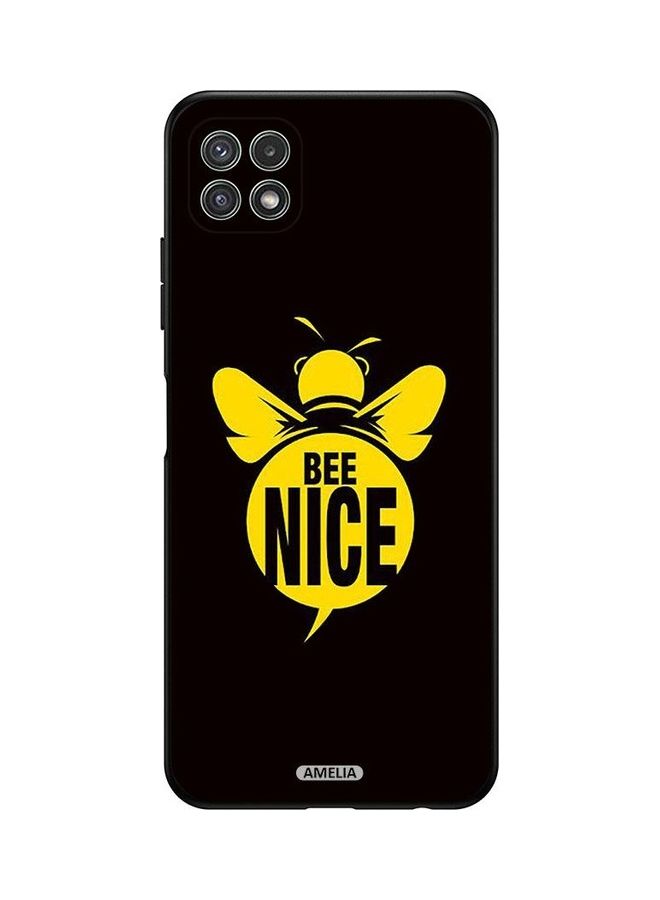 إميليا غطاء حماية واقي لهاتف سامسونج جالاكسي A22 5G، مزين بطبعة عبارة "Be Nice". أسود/ أصفر - Image 1
