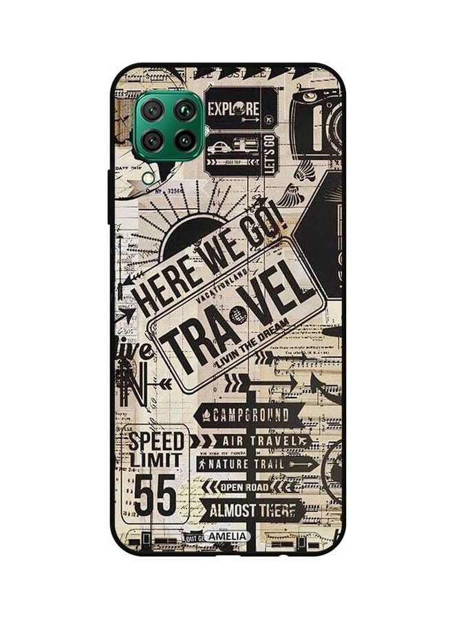 إميليا غطاء حماية واقي لهاتف هواوي P40 لايت 4G. عبارة "Here We Go Travel" - Image 1