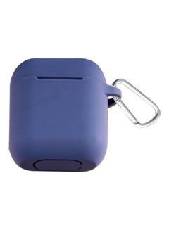 Thicken Cover Anti-drop Dust-proof Buckle Bluetooth Earphone Silicone Case for Apple AirPods Dark Blue
