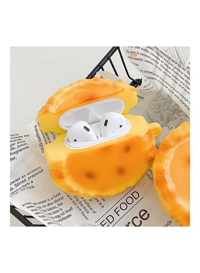 BGM Egg Tart Shaped Silicone Protective Case Cover For Apple AirPods 1/2 Yellow - Image 2