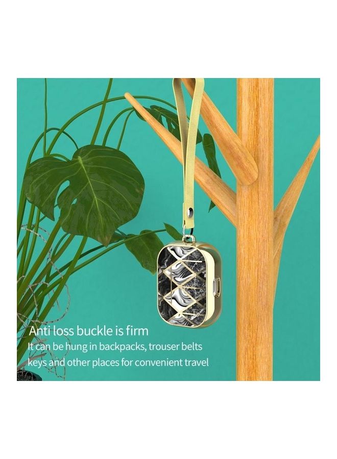 BGM For AirPods Pro Electroplated Printed TPU Earphone Protective Case with Lanyard Gold - Image 3