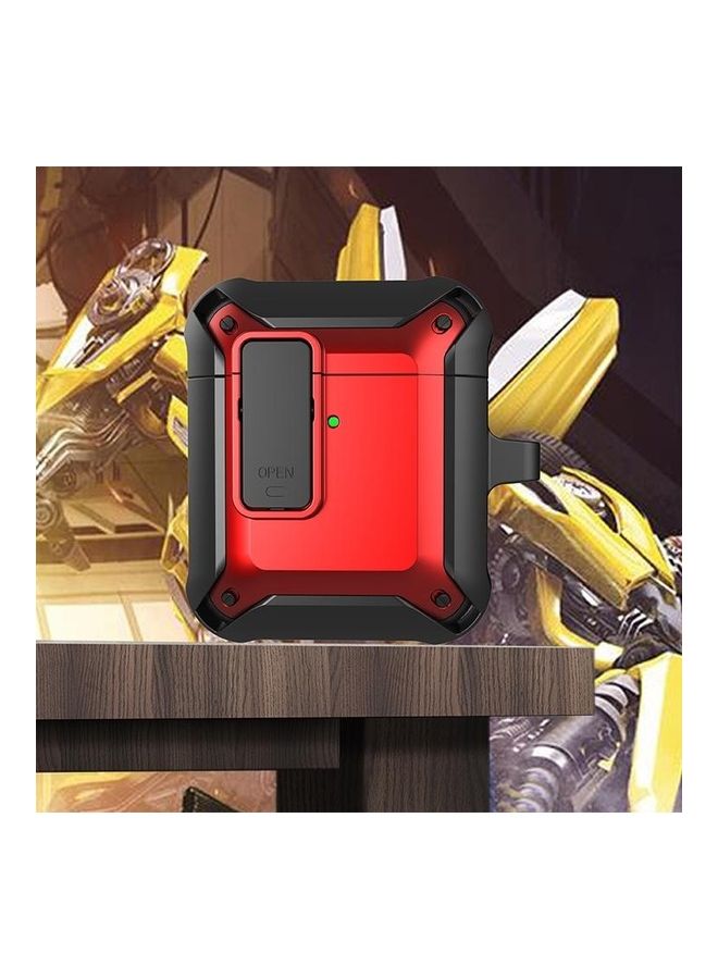 BGM Wireless Earphones Shockproof Bumblebee Silicone Protective Case with Switch For AirPods 1/2 Black/Red - Image 1