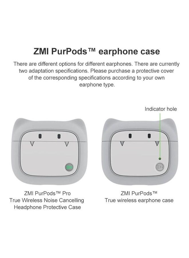 BGM Cartoon Cat Shaped Protective Silicone Case For ZMI PurPods Pro White/Grey - Image 2