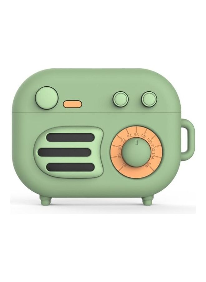 بي جي إم غطاء حماية واق من السيليكون على شكل راديو كلاسيكي لسماعات أبل آيربودز برو من قطعتين . أخضر ماتشا - Image 1