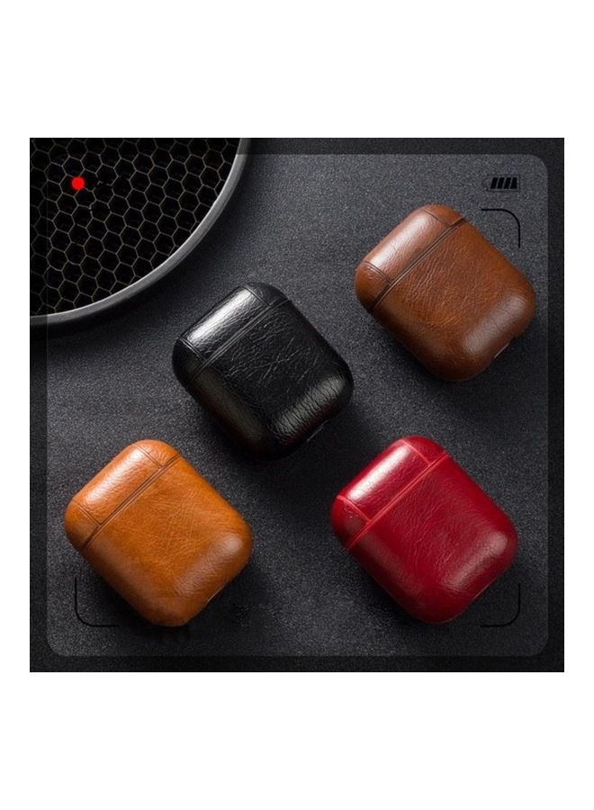 BGM Wireless Earphones Litchi Texture Shockproof Silicone Protective Case for Apple AirPods 1/2 Brown - Image 2