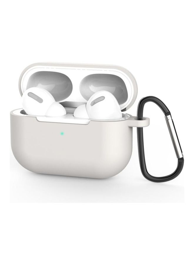 BGM Protective Case Cover With Lanyard Hole And Carabiner For Apple AirPods Pro Light Grey - Image 1