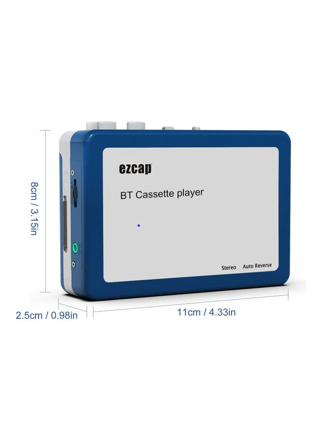 Ezcap - Portable BT Auto Reverse Cassette Player With Earphones V9690_P Blue - Image 1
