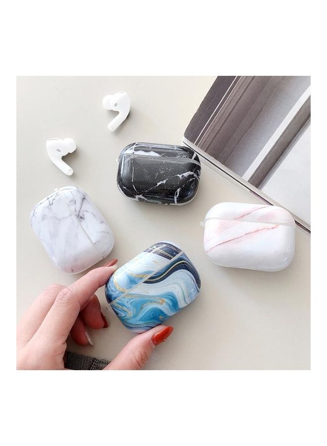 بي جي إم غطاء حماية واقي بتصميم رخامي لسماعات أبل آيربودز برو أسود/ أبيض - Image 3