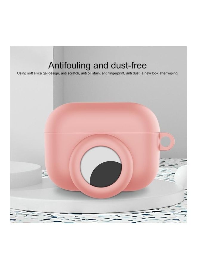 BGM - 2-In-1 Anti-Shock Protective Silicone Case With Hook And Carabiner for Apple AirPods Pro/AirTags Grey - Image 1