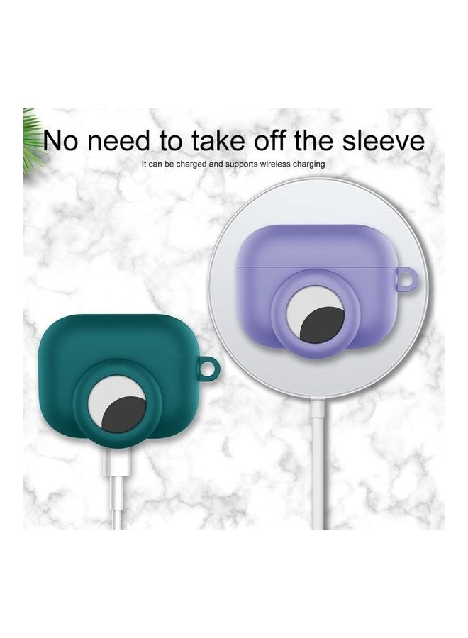BGM - 2-In-1 Anti-Shock Protective Silicone Case With Hook And Carabiner for Apple AirPods Pro/AirTags Grey - Image 1