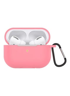Solid Colour Silicone Earphone Protective Case for AirPods 3, with Hook Pink