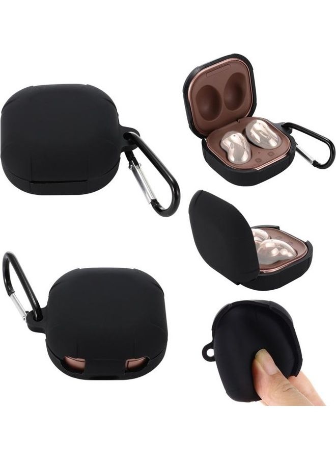 بي جي إم غطاء حماية من السيليكون مضاد للسقوط لسماعات الأذن مع خطاف لسماعات سامسونج جالاكسي بادز لايف أسود - Image 1