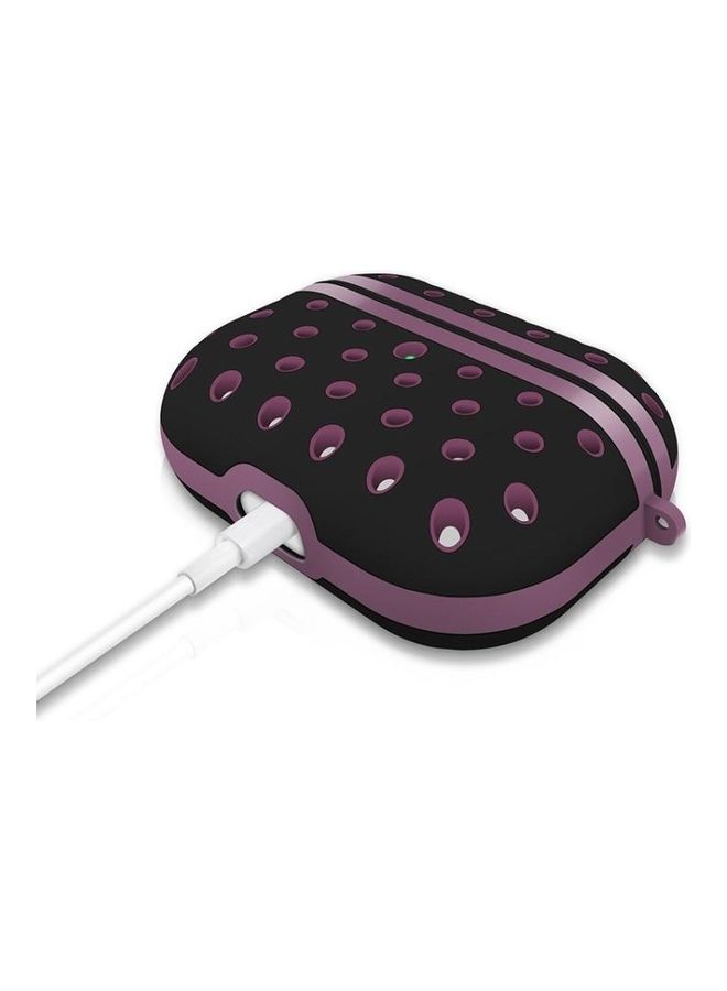 BGM Wireless Earphone Honeycomb Silicone Protective Case For AirPods Pro Black/Purple - Image 5