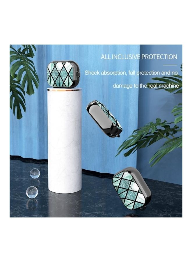 BGM Electroplated Printed TPU Earphone Protective Case with Lanyard For AirPods Pro Black/Lake Green - Image 5
