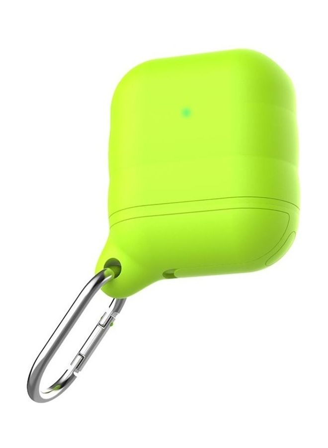 BGM Wireless Earphone Waterproof Silicone Protective Case with Hook for Apple AirPods 1/2 Fluorescent Green - Image 1