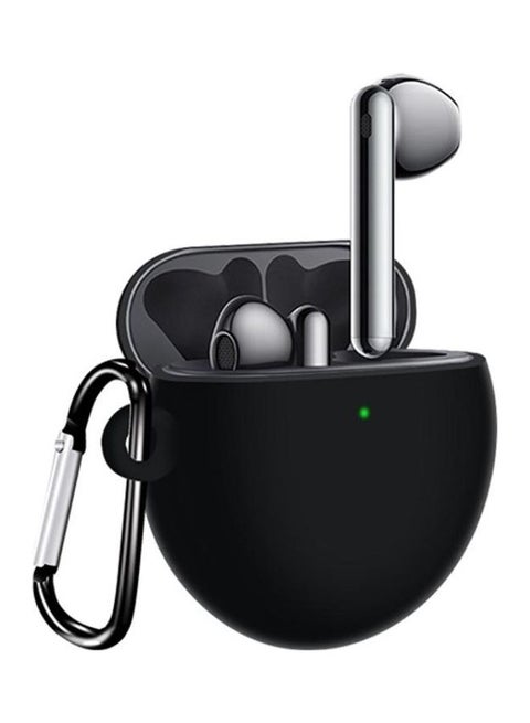 Waterproof Silicone Wireless Earphone Protective Case With Hook  For Huawei Freebuds 4 Black