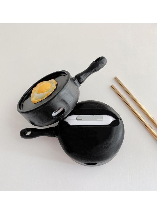 BGM Pan Poached Egg Shaped Silicone Protective Case Cover For Apple AirPods Pro Black/Yellow/White - Image 3