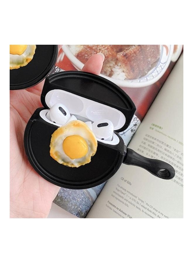 BGM Pan Poached Egg Shaped Silicone Protective Case Cover For Apple AirPods Pro Black/Yellow/White - Image 1