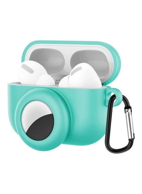 Anti-Shock Protective Case With Hook And Carabiner for Apple AirPods Pro And AirTags Light Green