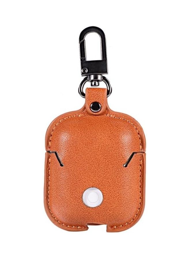 بي جي إم غطاء حماية واق من جلد البولي يوريثان مزود بإبزيم معدني لسماعات أبل آيربودز 1/2 بني فاتح - Image 2