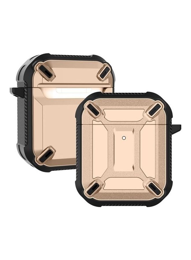 BGM Wireless Earphones Shockproof King Kong Armor Silicone Protective Case for AirPods 1/2 Golden/Black - Image 1