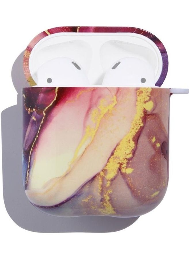 BGM Marble Anti-fall Wireless Earphone PC Protective Case for AirPods 1/2 Purple Gold - Image 1
