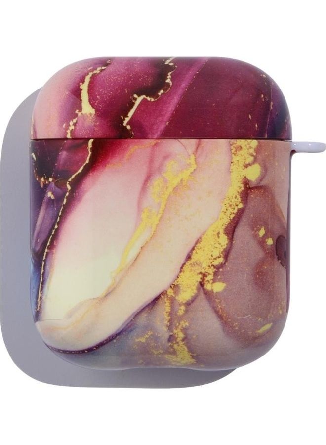 BGM Marble Anti-fall Wireless Earphone PC Protective Case for AirPods 1/2 Purple Gold - Image 2