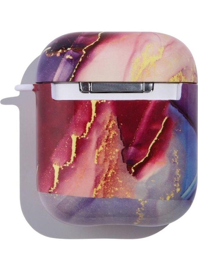 BGM Marble Anti-fall Wireless Earphone PC Protective Case for AirPods 1/2 Purple Gold - Image 3