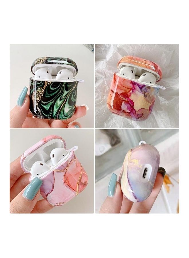 BGM Marble Anti-fall Wireless Earphone PC Protective Case for AirPods 1/2 Purple Gold - Image 5