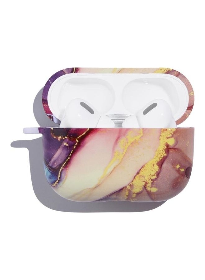 بي جي إم علبة حماية واقية مضادة للسقوط لسماعة الأذن اللاسلكية إير بودز برو بتصميم رخامي أرجواني/ ذهبي - Image 1