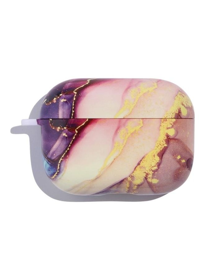 بي جي إم علبة حماية واقية مضادة للسقوط لسماعة الأذن اللاسلكية إير بودز برو بتصميم رخامي أرجواني/ ذهبي - Image 2