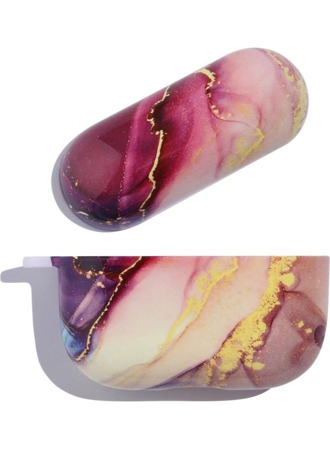 بي جي إم علبة حماية واقية مضادة للسقوط لسماعة الأذن اللاسلكية إير بودز برو بتصميم رخامي أرجواني/ ذهبي - Image 3