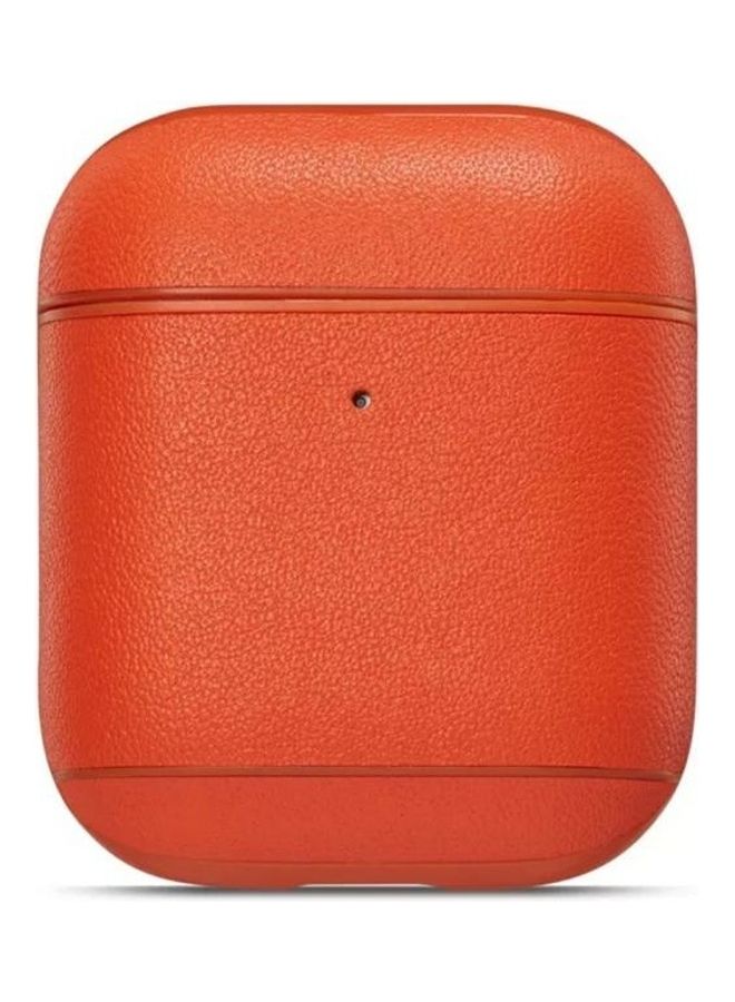 BGM Genuine Leather Earphone Protective Case for Apple AirPods 1/2 Orange - Image 2