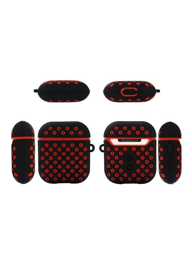 بي جي إم غطاء حماية واقي لسماعة الأذن من السيليكون بتصميم قرص العسل من بيكولور لسماعات آيربودز 1/2 أسود/ أحمر - Image 2