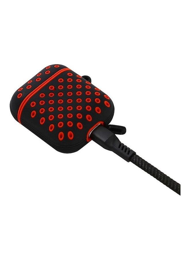 بي جي إم غطاء حماية واقي لسماعة الأذن من السيليكون بتصميم قرص العسل من بيكولور لسماعات آيربودز 1/2 أسود/ أحمر - Image 3