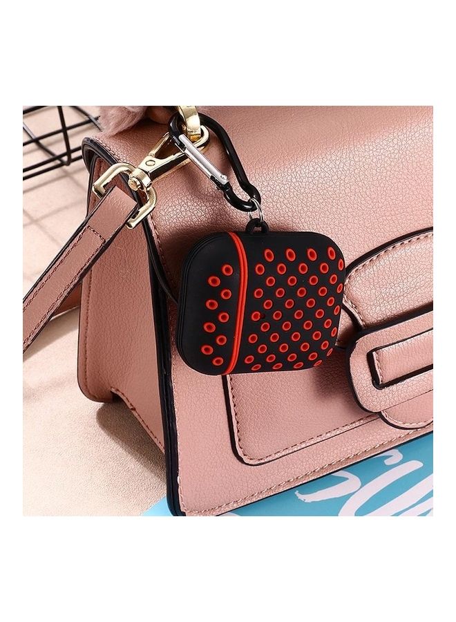 بي جي إم غطاء حماية واقي لسماعة الأذن من السيليكون بتصميم قرص العسل من بيكولور لسماعات آيربودز 1/2 أسود/ أحمر - Image 5