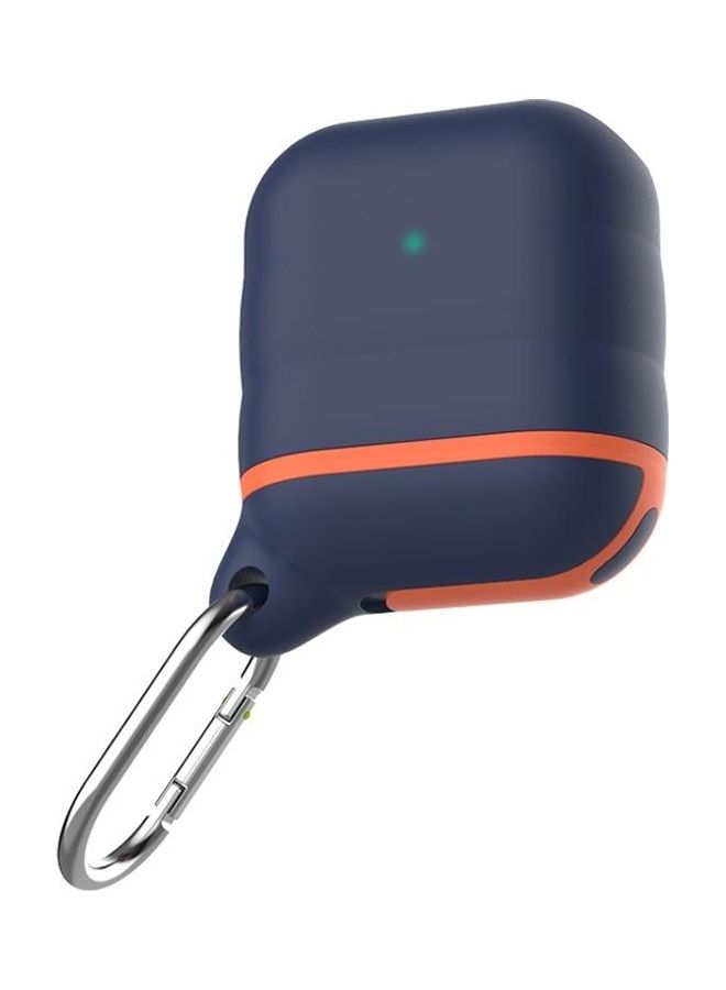 BGM Wireless Earphone Waterproof Silicone Protective Case with Hook For Apple AirPods 1/2 Dark Blue/Orange - Image 1