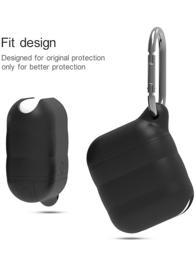 BGM Wireless Earphone Waterproof Silicone Protective Case with Hook For Apple AirPods 1/2 Dark Blue/Orange - Image 5